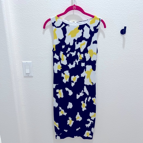 Vintage Cache Black & Yellow Flora Jacquard Sheath Dress - Size 4 - Picture 3 of 5